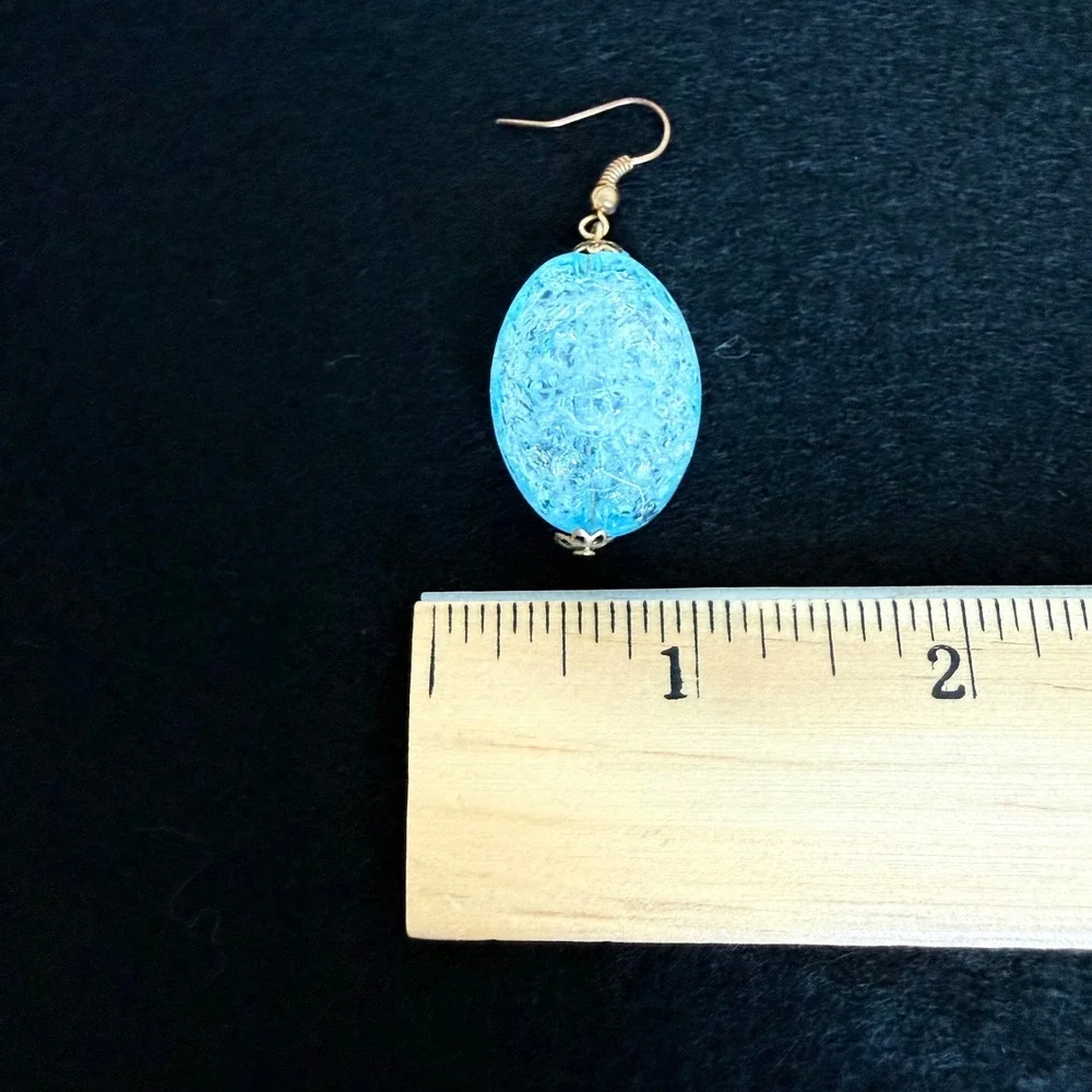 Jewelry Set Women OS Aqua Gold Crackle Bead Statement Necklace Earring Vintage